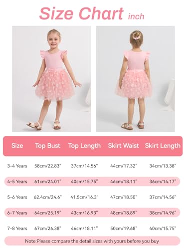 Image of Girls Tulle Skirt Set Kid Toddler Girl 2 Piece Outfits Ruffle Sleeve T-Shirt Bowknot Tutu Dress Birthday Party Outfit