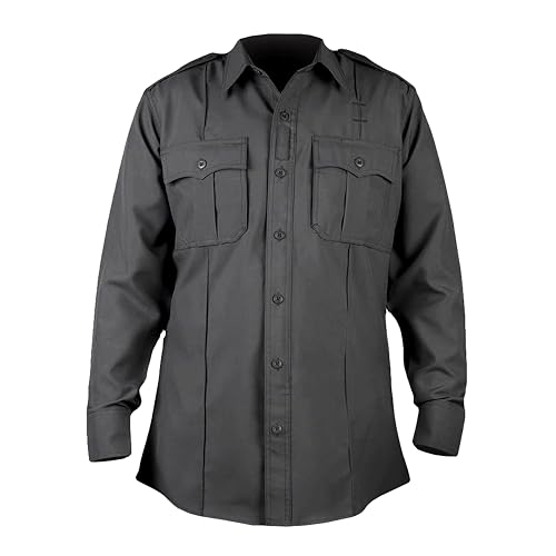 First Class 100% Polyester Long Sleeve Zippered Uniform Shirt Medium Dark Grey