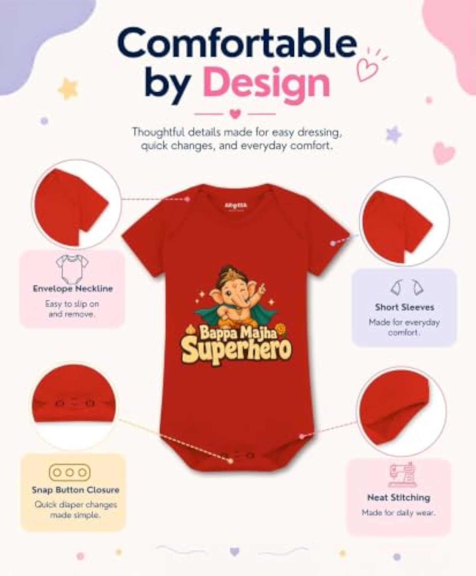 Romper First Ganesh Chaturthi Theme for Kids