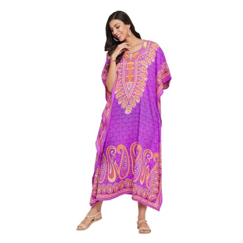 Image of Oussum Women Polyester Casual Long Plus Size Beach Caftan Cover Up Maxi Dress 1X-3X Summer Kaftan Dresses for Women