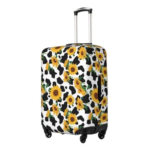Cute Cow Print Sunflower A Luggage Cover Protector Anti-Scratch Washable Fits 18-32 Inch Luggage-Small2
