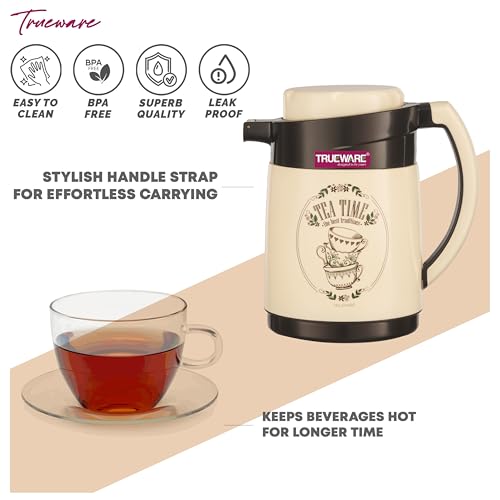 Image of Trueware Ruff Tuff 800 Insulated Flask - 750 Ml | Insulated Tea Pot Kettle Thermos Water Jug | Hot & Cold | Food Grade Plastic | Lightweight BPA-Free | Wide Mouth Design | Ideal for Office, Travel