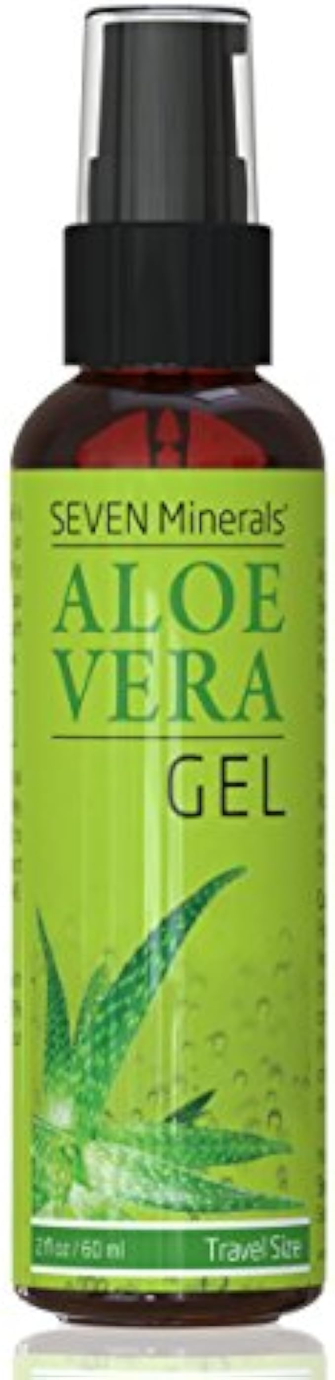 Seven Minerals Travel Size Organic Aloe Vera Gel from freshly cut 100% Pure Aloe - 2 Fl Oz - HighestQuality, Texas grown, Vegan, Unscented - For Face, Skin, Hair, Sunburn relief (2 Fl Oz)