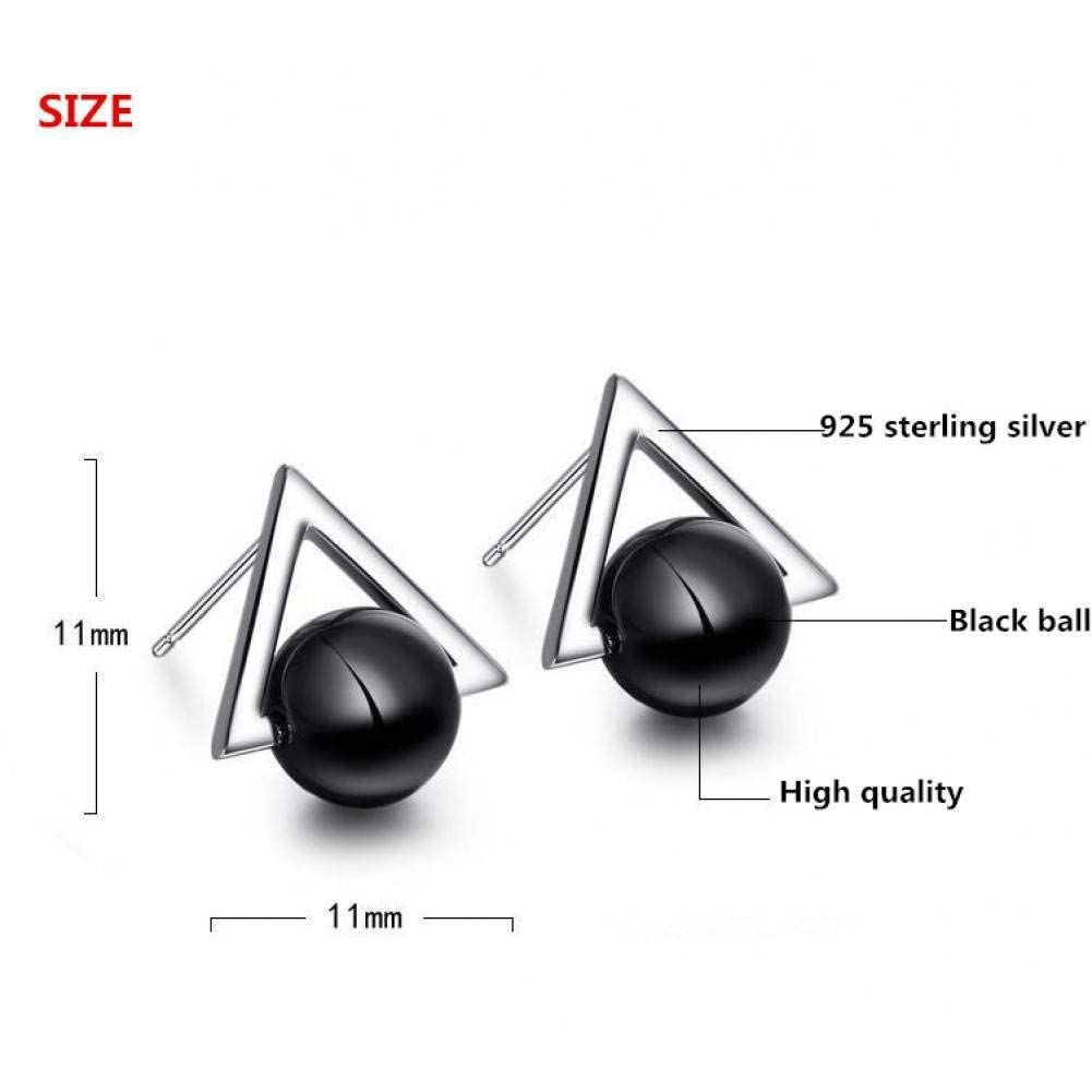 Orecchini da Donna, Orecchini a Bottone alla 925 Triangolo Nero con Strass Orecchini a Bottone da Donna Gioielli Donna/Nero,Donna
