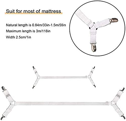Felly Verstellbare Bettlakenspanner, 2 Stück Elastische Lakenhalter, Weiß Betttuchspanner, Lakenspanner mit Metallclips, für Bettlaken, Matratze, Bügelbrett Oder Sofa, Weiß - Image 5