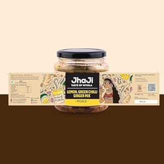 Jhaji Store's Lemon, Ginger & Green Chilli Pickle | Nimbu Mirchi Ka Achar | Tangy, Spicy & Sour | Homemade Lemon Pickle with Ginger & Green Chilli | Sun-Dried | No Preservatives | 500g Plastic Jar