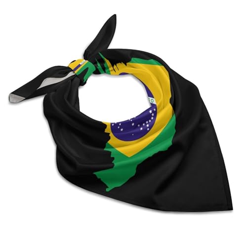 Bufanda de seda suave con mapa de la bandera de Brasil, pañuelo para la cabeza, para hombres y mujeres, Estilo:, 25'x25'