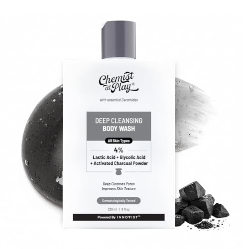 Chemist at Play Deep Cleansing Body Wash| Activated Charcoal Removes Dirt | Lactic Acid for Skin