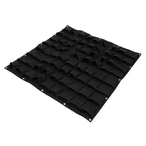 WPKD BLUEIY Borse per Coltivazione di Piante Sospese 72 Tasche,Borsa per Piantare Giardino Pensile in Feltro Fioriera Verticale da Parete per Balcone Casa All'aperto 12x10cm (Nero)