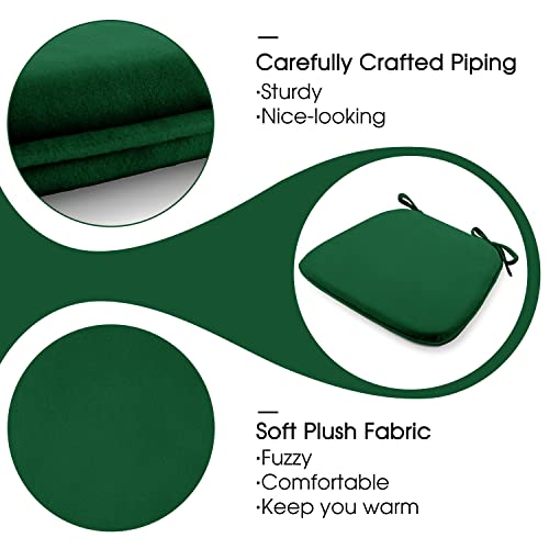 Basic Beyond Kitchen Chair Cushions Set Of 4, U Shaped Memory Foam Chair Cushion With Ties, 17 X 15 Inches Soft Plush Velvet Chair Pads For Dining Chairs(Dark Green) #TOP4