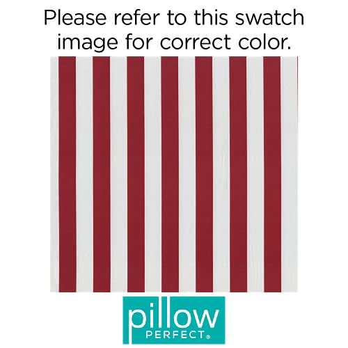 Pillow Perfect Stripe Outdoor Wicker Patio Seat Cushion, Reversible, Weather, And Fade Resistant, Round Corner - 19" X 19", Red/White Midland, 2 Count #TOP4