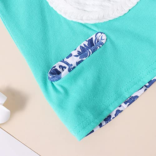 Easter Rabbit Outfits Toddler Kids Baby Girls Cute Bunny Bowknot Applique T-Shirt Tops+Floral Pants 2Pcs Clothes Set(Green, 12 Months) - Thumbnail 5