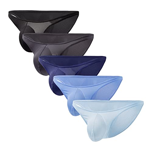 Faringoto Slip bikini sexy a vita bassa da uomo in rete perizoma sexy traspirante a vita bassa, Confezione da 5, XL