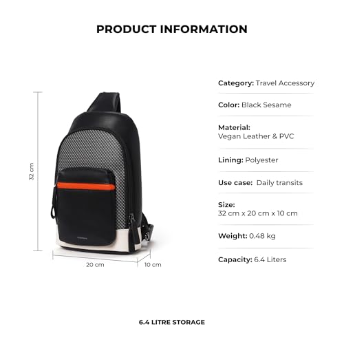 Image of MOKOBARA The Memo Crossbody Sling Vegan Leather & Nylon Chest Bag Casual Shoulder Daypack