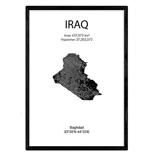 Nacnic Poster de Iraq. Láminas de paises y continentes del mundo. Tamaño A3