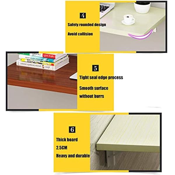 Wandgemonteerde tafelvouw, houten werkbank Ruimtebesparend uitklapbaar bureau Eenvoudig zwevend laptopbureau Ruimtebesparende hangtafel 2 stuks lange ontgrendelingsarm (4 80x50cm) (2 120x40cm)