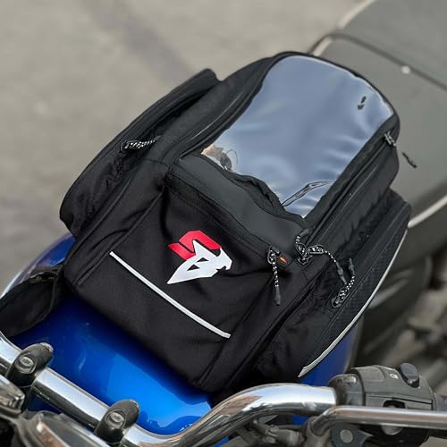 Image of Steelbird Polyester Adventure T2 Tank Bag 15L with Transparent Front Screen for Mobile Navigation and Magnet Enabled (Black)