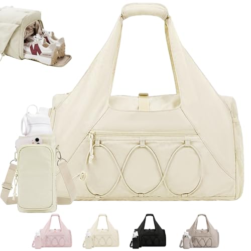 AUNGKWANG Sac de Gym pour Femme, Sac de Voyage Léger avec Compartiment à Chaussures, Compartiment Humide et Sacs de Bouteille d’Eau, pour Voyages, Randonnée, Natation, Yoga, Weekends