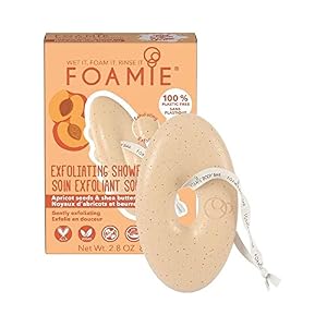 Gel de ducha solido Foamie exfoliante corporal e hidratante con semillas de albaricoque y manteca de karité 100% vegano…