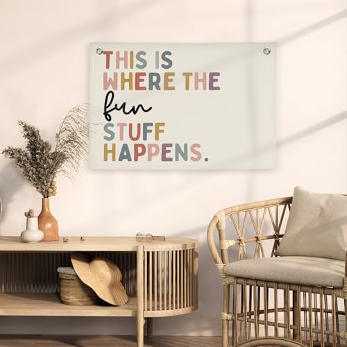 Image of Boho Classroom Decor,Playroom Homeschool Kindergarten Door Decor,This is Where The Fun Stuff Happens, Nursery Kidroom Decor Banner Wall Hanging Flag,Classroom Must Haves Decorations,30x20,