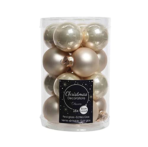 Mini-Glaskugeln, glanz/matt, 35 mm, 16 Kugeln/Dose, Farbe: champagner