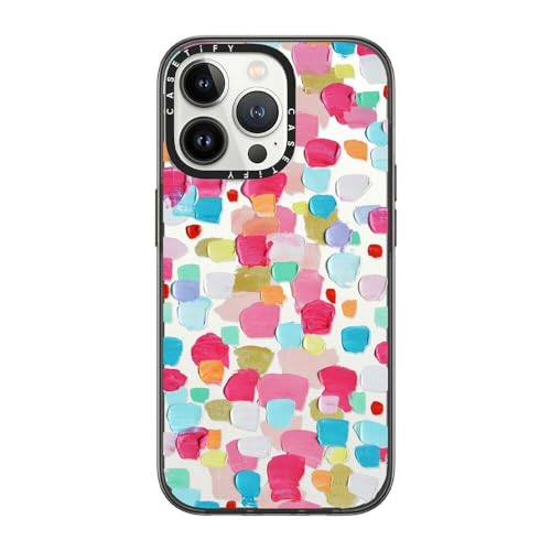 Coque iPhone 13 Pro CASETIFY légère transparente confettis magenta noir