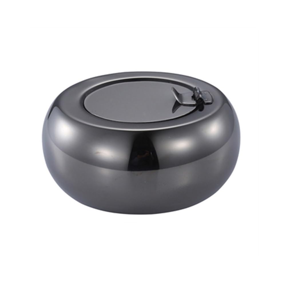 Smoking Accessories Stainless Steel Windproof Ashtrays with Lid,Outdoor Ash Holder Tabletop Ashtray for Car Desk Home office(Black,Small)