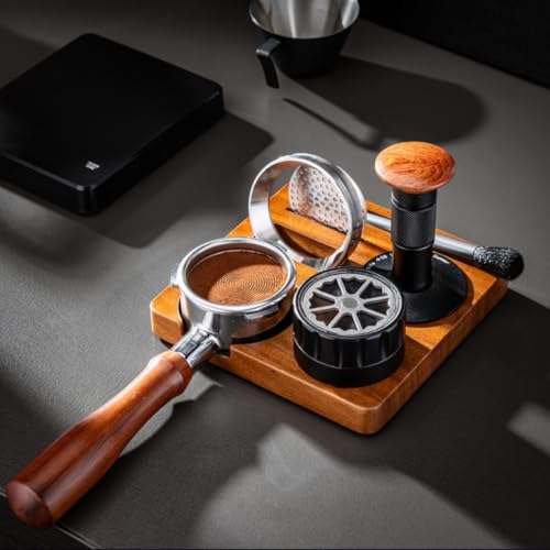 Embudo dosis 51mm y tamper para café espresso con soporte de madera 7
