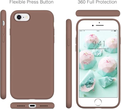 Image of VONZEE Back Cover for iPhone 7 /8 /SE /SE (3rd Gen), Liquid Silicone Gel Rubber Shockproof Candy Phone Cases Compatible for iPhone 7 /8 /SE /SE (3rd Gen) (Brown)