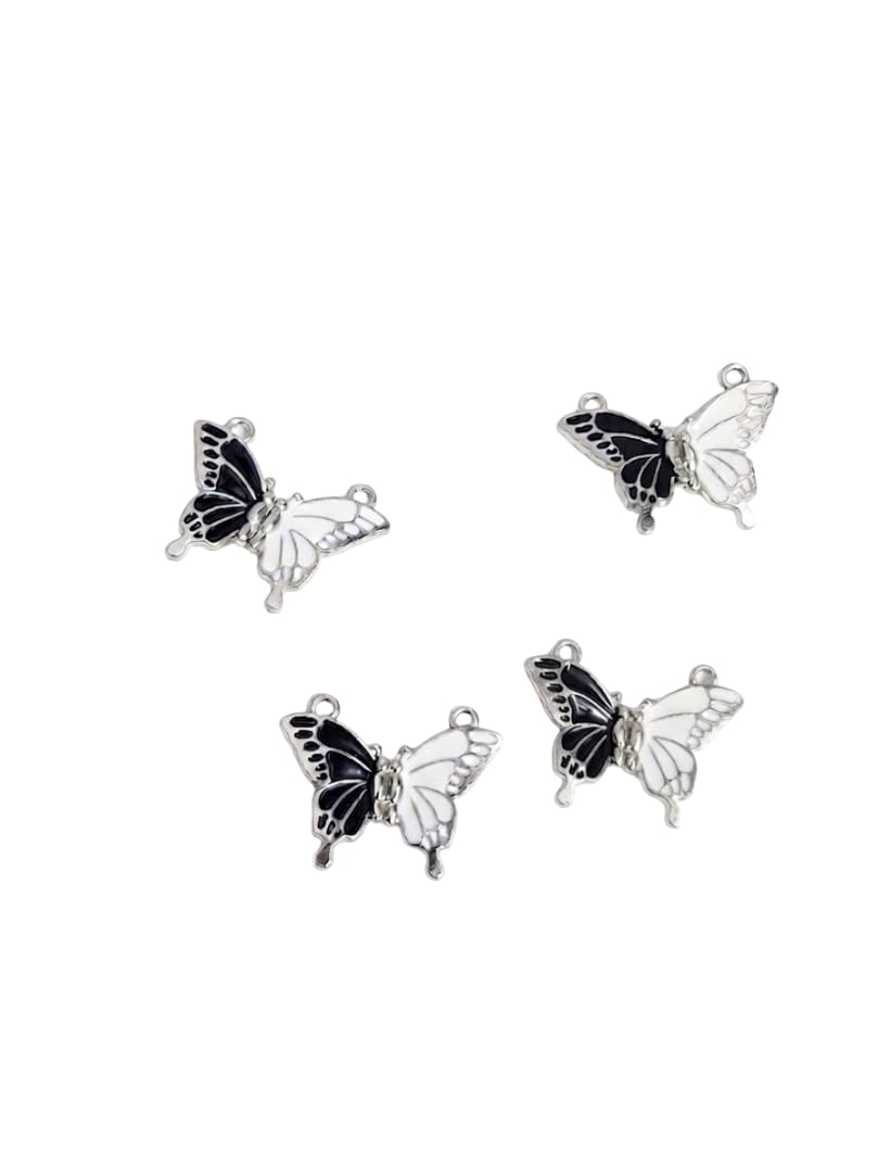 Architha creations,4 pcs Magnetic butterfly Charms for Bracelet, Silver and black Tone Metal Connector , Jewelry Making Findings,phone charms,valentine special,Each charm includes dual loops on both ends, making them ideal as connectors for bracelets, necklaces, anklets, or other DIY jewellery projects-picture-10