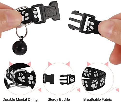 metagio 6 Pack Cat Collar with Bell, Reflective Kitten Cat Collar Quick Release Safety Adjustable Buckle Flea Collar for Kitten,Cat,Puppy