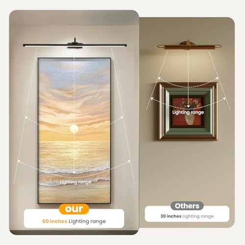 GUIMUIZ Picture Lights for Wall Battery Operated, Rechargeable Light for Pictures with Remote & Timer, Black Art Light for Paintings 39 Inch Wireless Dimmable Cordless Gallery Frame Lights with 3CCT by GUIMUIZ - Image 4