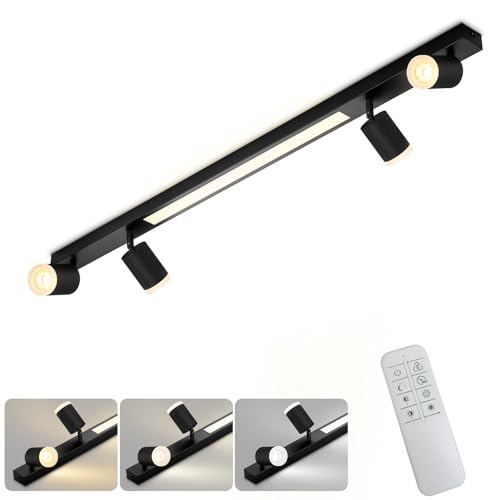 cupgow LED Deckenleuchte Dimmbar Deckenstrahler - Küchenlampe 4 Flammig Schwarz 38W mit Fernbediennung 3000K-6500K Deckenspots Schwenkbar 350° Modern für Wohnzimmer Schlafzimmer Küche Büro cupgow LED Deckenleuchte Dimmbar Deckenstrahler - Küchenlampe 4 Flammig Schwarz 38W mit Fernbediennung 3000K-6500K Deckenspots Schwenkbar 350° Modern für Wohnzimmer Schlafzimmer Küche Büro
