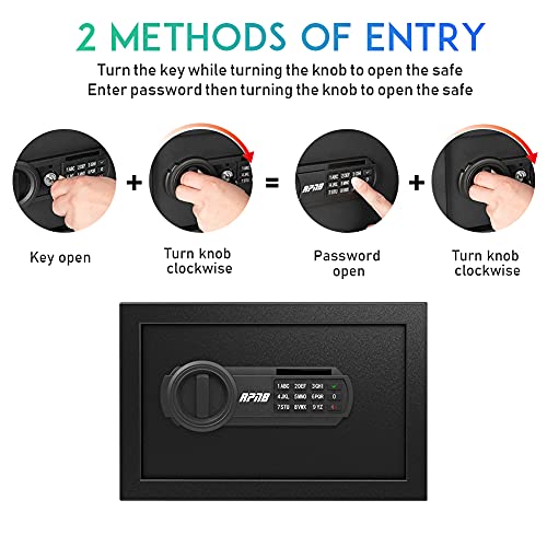 RPNB Deluxe Safe and Lock Box,Money Box,Digital Keypad Safe Box,Steel Alloy Drop Safe, Keypad Lock,Perfect for Home Office Hotel Business Jewelry Gun Cash Use Storage,0.3 Cubic Feet