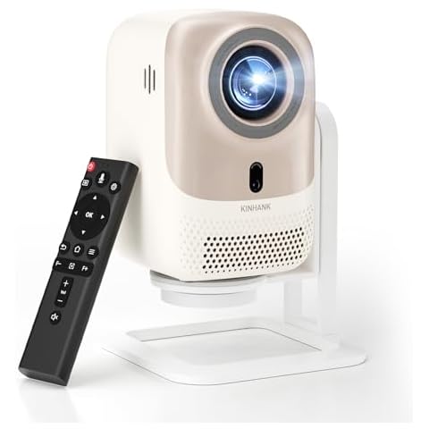 Native 1080P Smart Projector with WiFi 6 & Bluetooth 5.2, Auto Focus/Keystone/360° Stand, 450 ANSI, Android OS, 4K Supported Netflix Compatible Smart Projector with HDMI/USB/iOS/Android Connectivity Cover