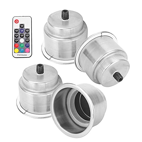 Cup Holder,Yctze 4Pcs Cup Holders 12V Stainless Steel Rgb Led Car Beverage Bottle Cup Drink Holders With Remote Control For Marine Boat Rv Truck Camper #TOP7