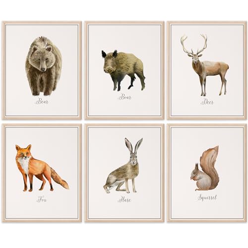 Vintage Woodland Animals Art Prints Set of 6 | Unframed