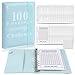 Wooswen 100 Envelope Money Saving Challenge Binder, Reusable A5 Money Budget Binder Challenges Book Blue