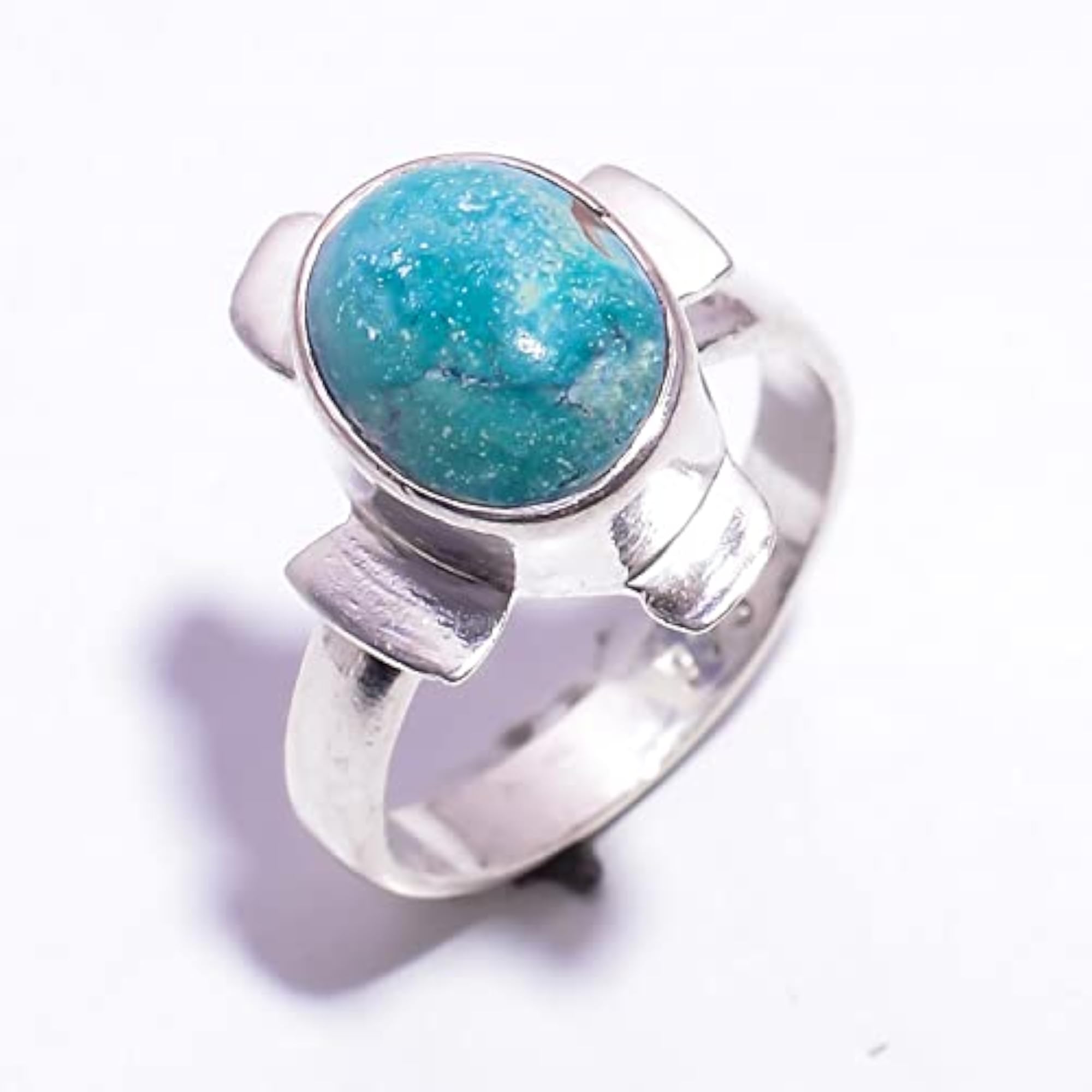 Children's Natural Turquoise Oval Shape 925 Sterling Ring