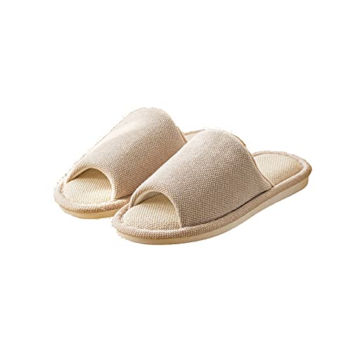 Pantoufles pour hommes en lin intérieur quatre saisons et antidérapantes