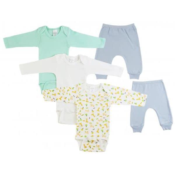Bambini CS-0497M Infant Boys Long Sleeve Onezies & Joggers Blue & Blue - Medium - 5 per Pack
