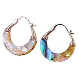 Pendientes De Piedra Natural - Concha De Oro Natural Joyas Ligeras Y Coloridas | Pendientes Colgantes De Gota Para Mujer, Para Propuesta, Compromiso, Nupcial, Ceremonia, Cumpleaños, Navidad, Sa