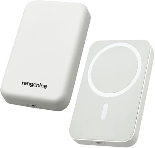 Rangenine 5000mAh Wireless Magnetic Portable Power Bank 20W Fast Charging Battery Pack Compatible with iPhone 14/13/12/Pro/Mini/Pro Max Series Pure, White