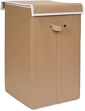 ANYTIME Set of 1 | 75L Foldable Laundry Bag for Clothes with Lid and Handles | Non-Woven Rectangular | Clothes Storage Basket | Freestanding Organizer | Toy Storage Basket | (56x36x33) Beige