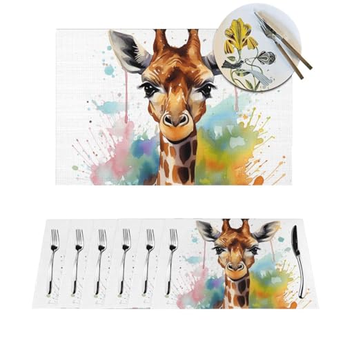 Sets de table en vinyle résistant à la chaleur motif girafe - 2