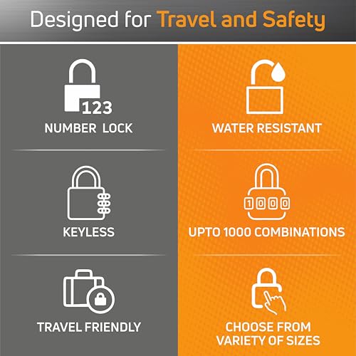 Image of AIDO by dormakaba Group 3-Digit Number Locks (Pack of 3)|20mm Combination Padlocks for Bag, Luggage, Sports Bag, Lockers & ToolBoxes| Water-Resistant|Hardened Shackle|2 Yr Warranty |Red, Black, Silver