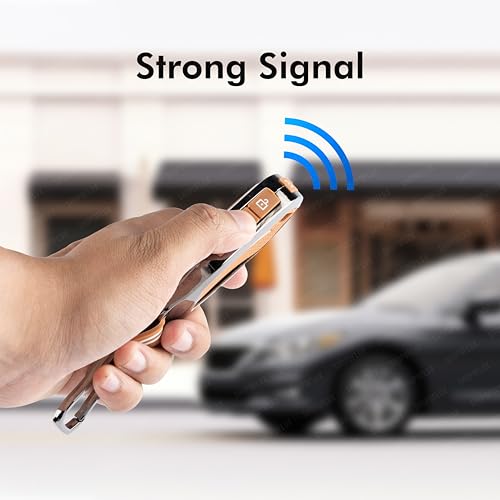 Image of SHOPOFLUX Metal Key Cover Compatible with Kia Syros, EV6 EV9, Seltos 4 Button Smart Key (Metal Brown Silicone)