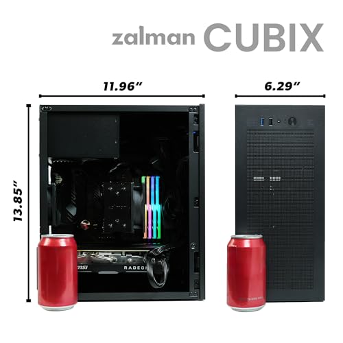 Image of Zalman CUBIX Compact Mini Tower mATX Micro-ATX PC Case, Black | Heavy-Duty 0.8T Steel, DTX ITX SFF SFX HTPC Small Form Factor Chassis, USB 3.0, 1x 80mm Fan, ATX PSU Support