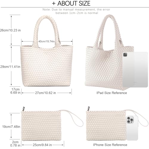 Image of JINMANXUE Fashion Woven Bag Shopper Bag Travel Handbags and Purses Women Tote Bag Large Capacity Shoulder Bags