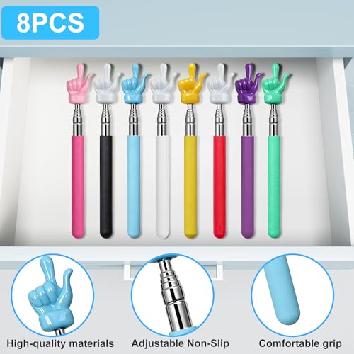 Pointeur télescopique enseignant Lot de 8 stylets manuels rétractables en 8 couleurs pour classe